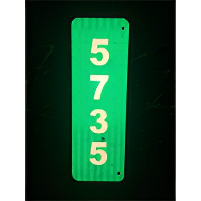 Green sign with numbers 5735.