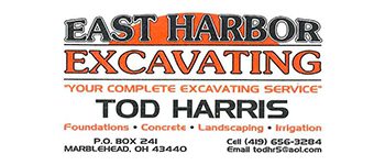 East Harbor Excavating business card.