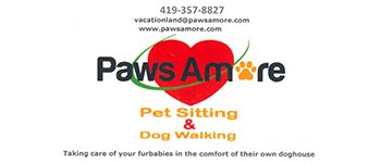 Paws Amore pet sitting and dog walking.