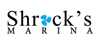 Shrock's Marina logo with blue propeller.