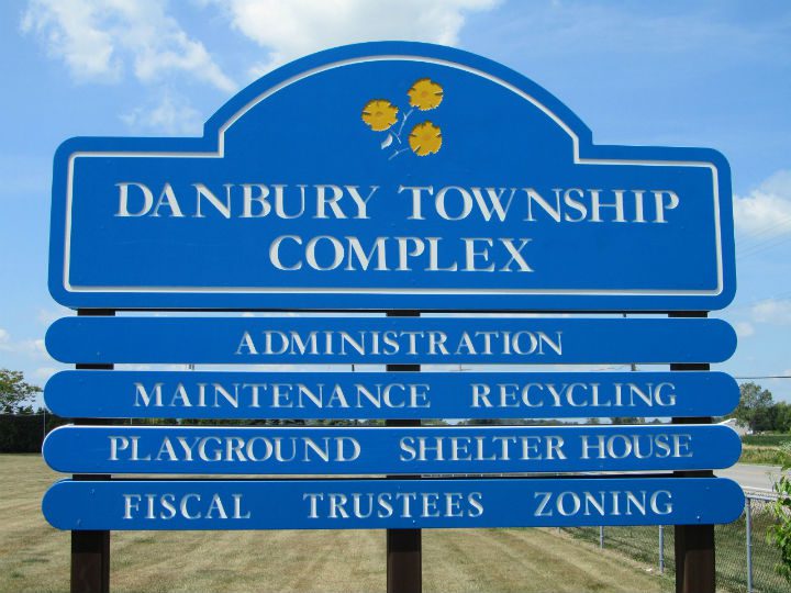 Blue sign for Danbury Township Complex.