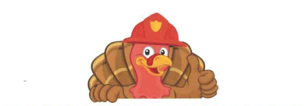 Turkey wearing a firefighter hat