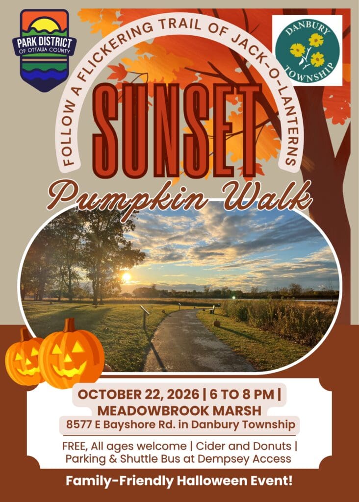 Oct. 22 6p-8- sunset pumpkin walk flyer at Meadowbrook Marsh.
