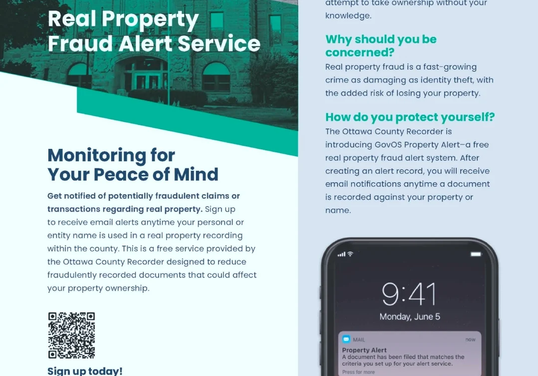Real Property Fraud Alert Service advertisement.